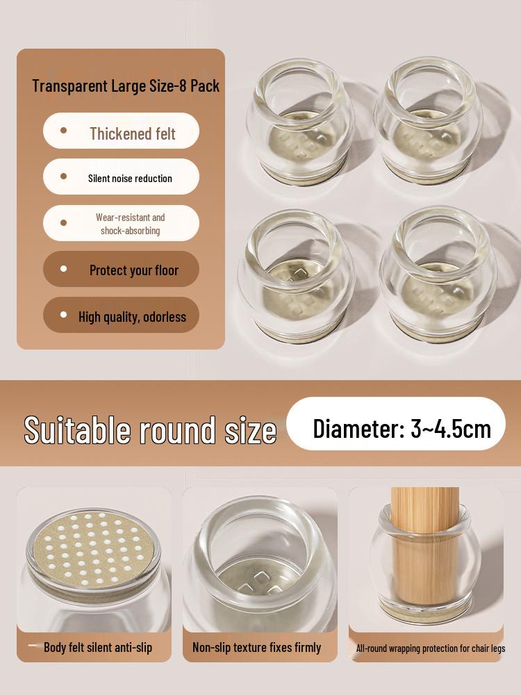 Anti-Slip Silicone Table & Chair Leg Pads - Wear-Resistant Protection for Dining Furniture