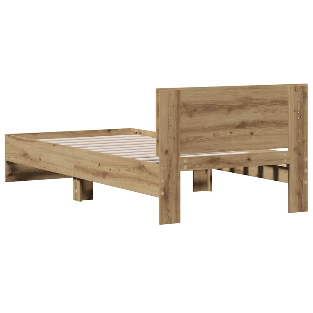 Bed Frame with Headboard Artisan Oak Finish 75 x 190 cm Particleboard