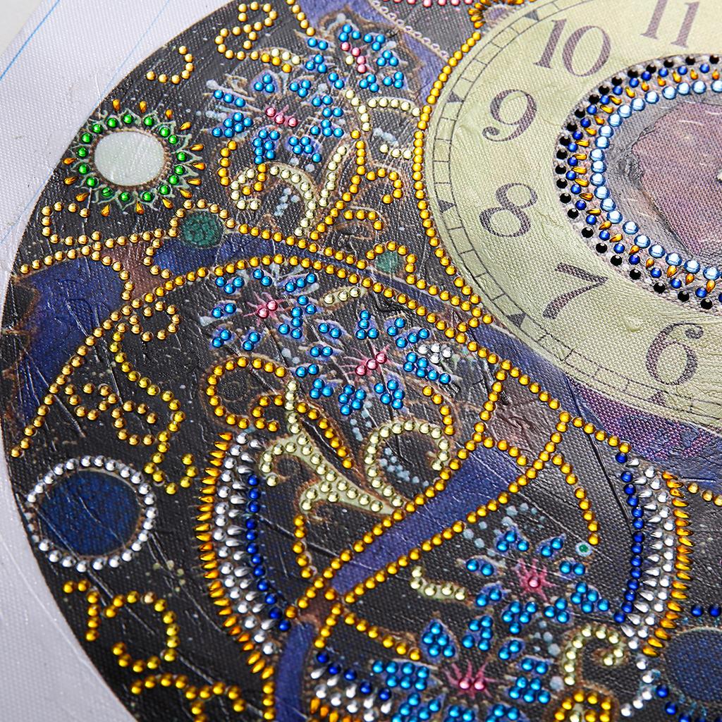 Handgemaakte Klok Speciale Vorm Kristal Diamant Schilderen Wandklok Borduurwerk Woonkamer Decoratie Bloem Mandala Klok Leverancier