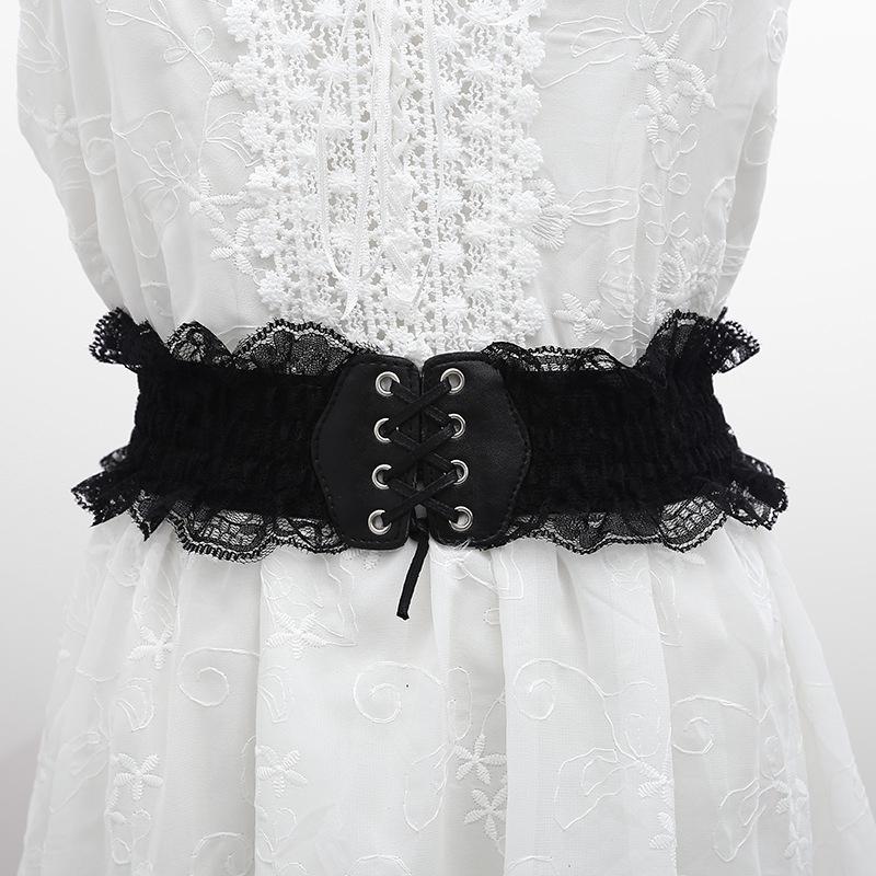 Fashion Lace Stretch Belts for Women for Wedding Dress Wide  Elastic Female Waistband Belts