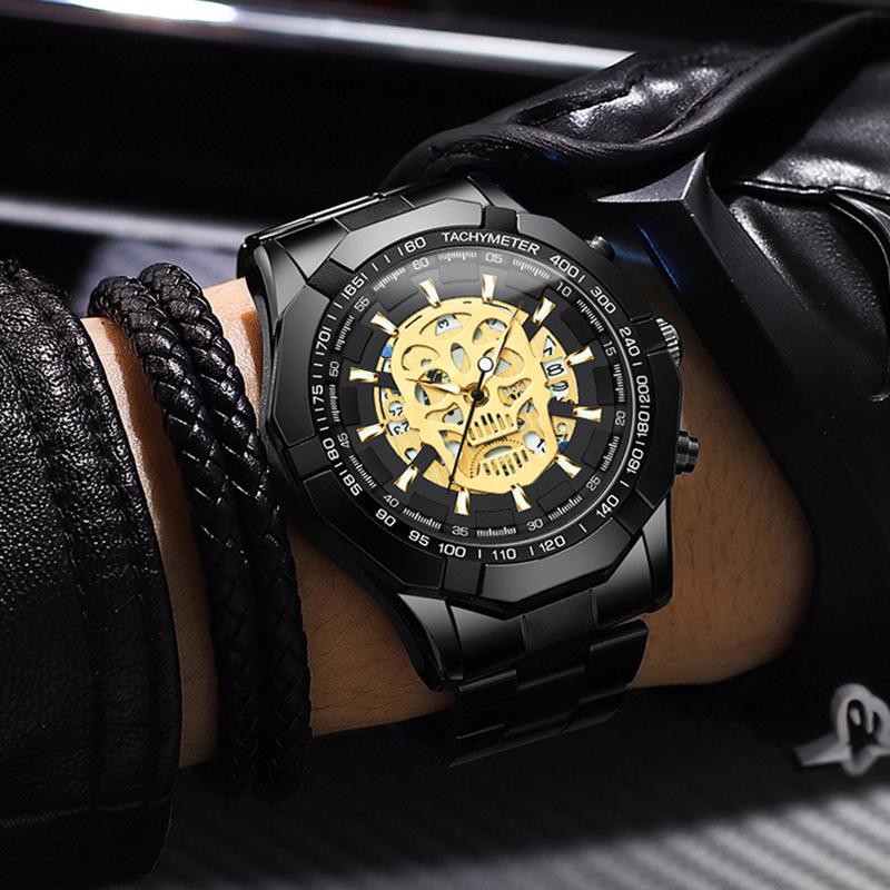 Top Brand New Business Watch Fashion Casual Luminous Skull Hollow Men's Watch
