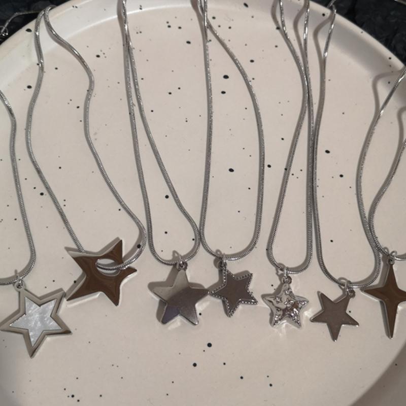Pendant Necklace Y2k Neck Jewelry Star Pendant Choker Chain Choker Chain Necklaces Alloy Material Birthday Gift for Girl
