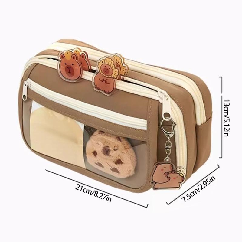 High Capacity Pencil Case 9 Compartments Canvas Pencil Bag Large Pen Organiser Travel Cosmetic Bag for Student Women
