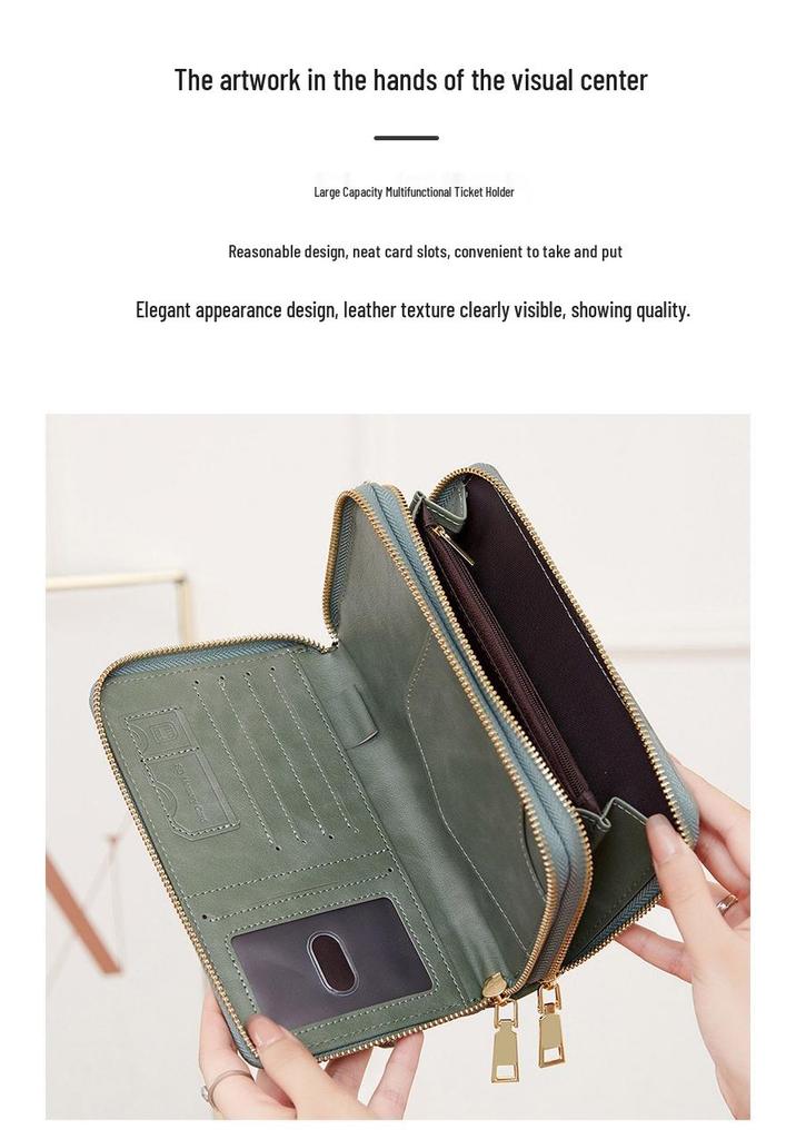 Multi-Functional RFID Anti-Theft Passport Crossbody Bag with Double Zipper