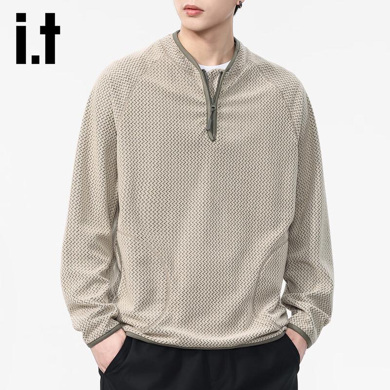 izzue Men's Casual Half-Zip Long Sleeve Pullover