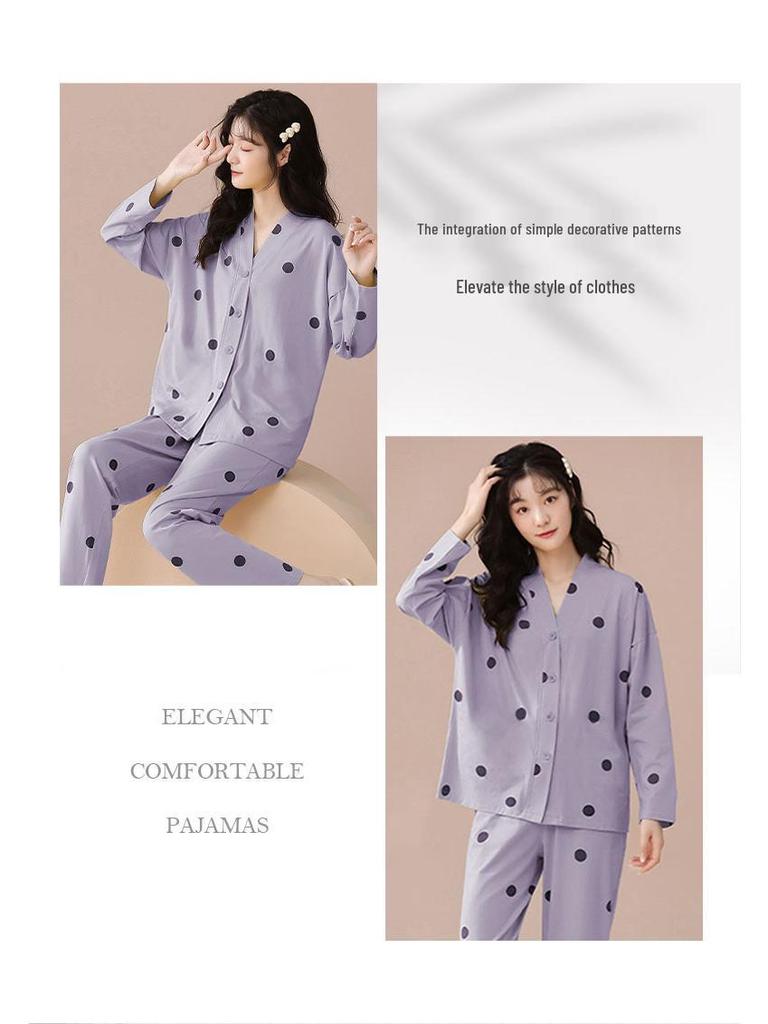 Women's Pajamas Set 2024: Long-Sleeved Home Wear for Spring, Autumn, and Winter. Perfect for Micro-Business Live Broadcasts.