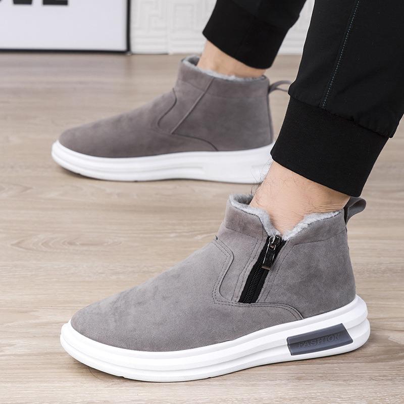 Men's New Warm Fleece Lined Slip-On Casual Shoes, Korean Style Trendy Comfortable Walking Sneakers for Men