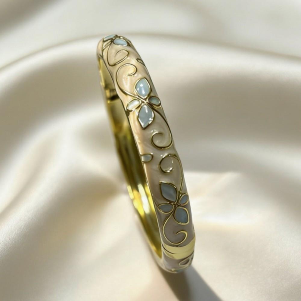 

Traditional Floral Filigree Flower Bangle Double Bangle Women s Hand Bracelet Gifts for Women Girl Style 2