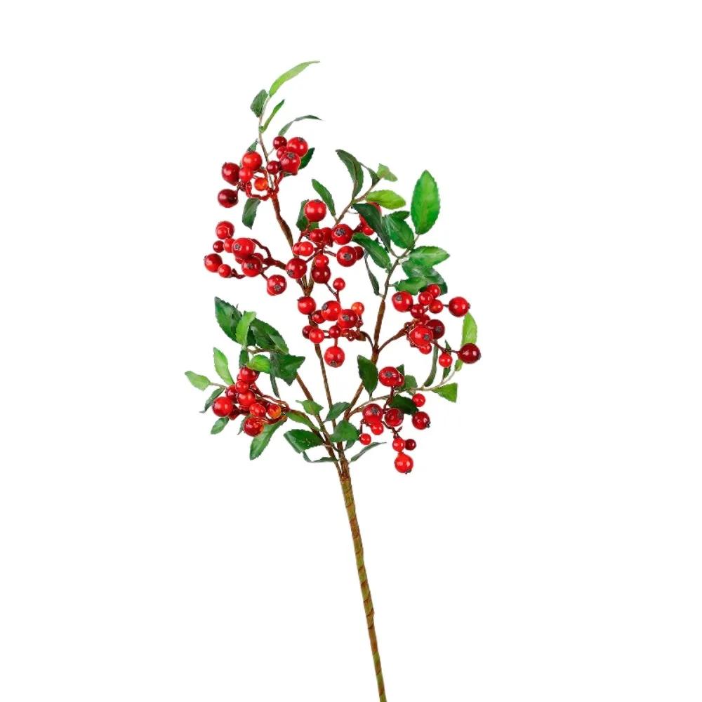 Artificial Foam Berries Branch Green Leaves Artificial Blueberry Fruit Tree Plastic Realistic Fake Plants Home Garden Decor