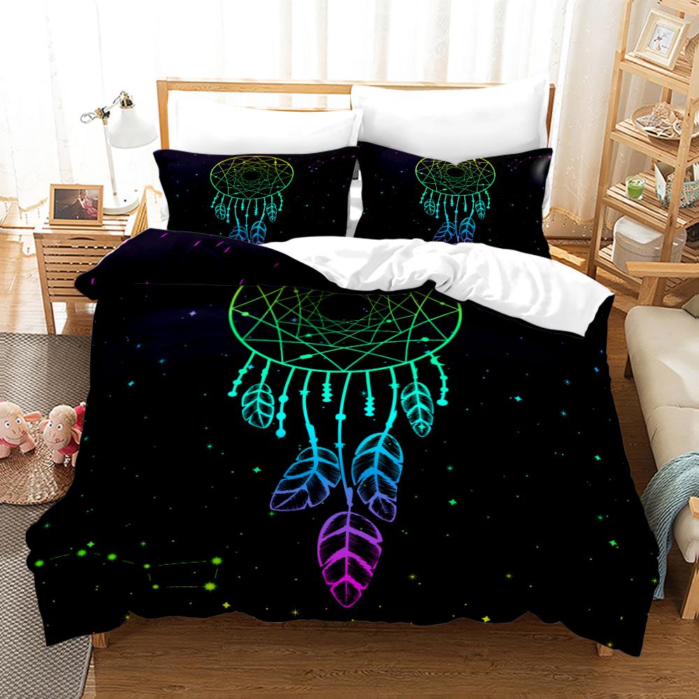 Dreamcatcher Duvet Cover Set Bohemian Mandala Bedding Set For Girls Adults Purple Polyester Comforter Cover King Queen Full Size