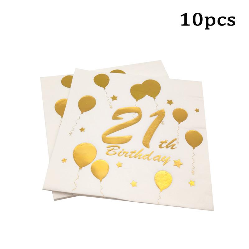 

10 шт., бумажная салфетка «Счастливый 21», 30, 40, 50, 60 лет, одноразовая посуда для взрослых, день рождения, юбилей, вечеринка