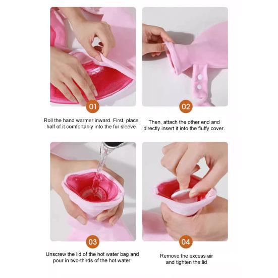 1400ML U-Shaped Hot Water Bottle Neck Shoulder Pain Relief Leak-proof PVC Hot Water Bag with Flannel Cover Hot Cold Therapy Neck Warmer Bag