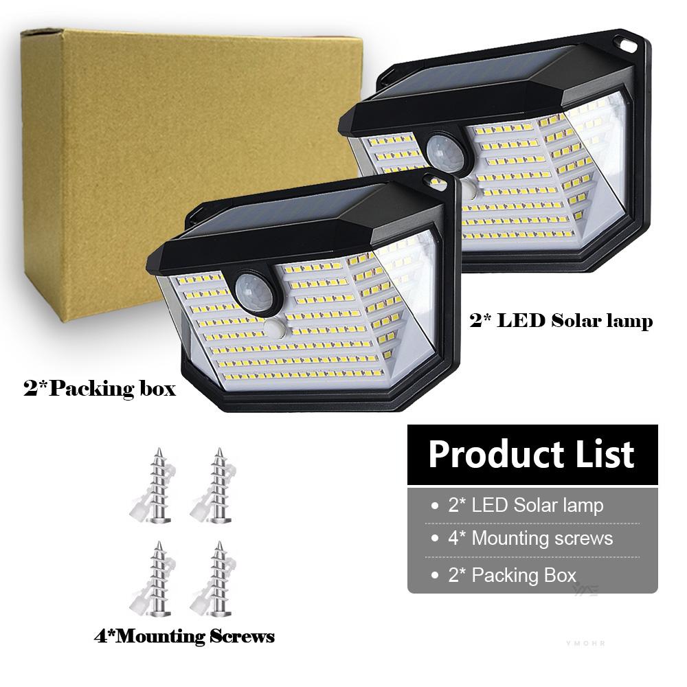 3-Sided Solar Powered Motion Sensor IP65 Waterproof Solar Light 3 Modes Wall Lamp 230 LED Solar Lights Outdoor for Outside Porch