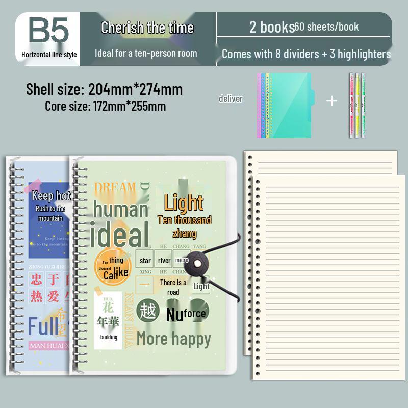 B5 Detachable Coil Ring Binder Thickened Notebook - High Aesthetic Ins Style