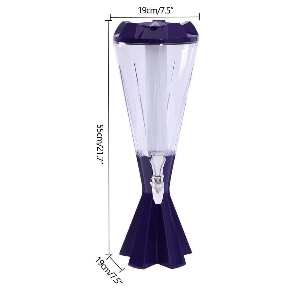 3L LED Beer Dispenser with Ice Column & Tap, Purple Light Up Drink Dispenser for Party, Bar, Home Brewing Beverage