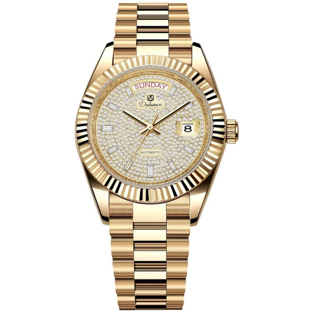 Durenwei 25 Gold Double Date Automatic Men's Waterproof Business Watch