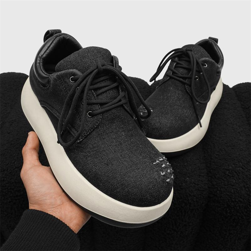 

Новая мужская обувь низкие кеды деним ниша большая голова маленькие кожаные туфли 39 чёрный