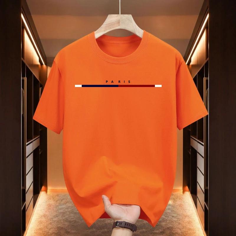Paris Fashion Mens Cotton Tshirt Spring Summer Daily Casual Fashion Oneck Short Sleeve Top Male Home Outdoor Comfort Soft Tees