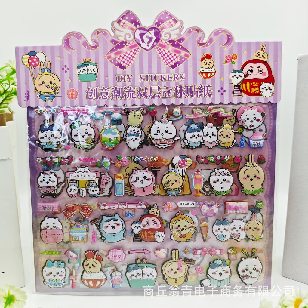 Cute Crayon Shin-chan Cartoon Double layered 3D Kuromi Melody Stickers DIY Decoration Laptop Phone Fridge Large Bubble Stickers