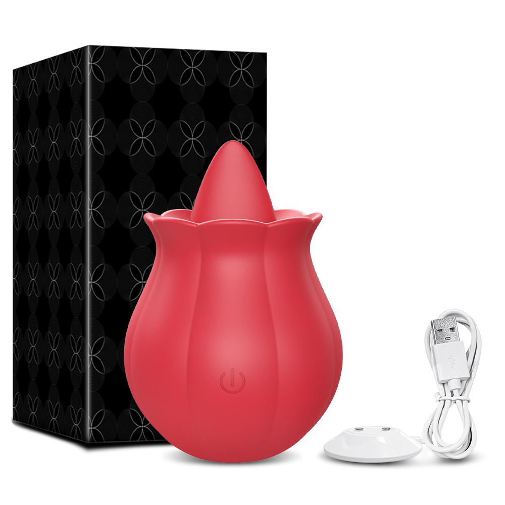 Powerful Tongue Licking Vibrator Women Clitoris Stimulator Massager Female Oral Nipples Clit Vibrating Rose Sex Toys for Adults