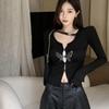 2KWEIRD Gothic Butterfly Print T-shirt Grunge Fairycore Hollow Out Crop Tops Japanese Harajuku Slim Tshirt Y2k Aesthetics Dark