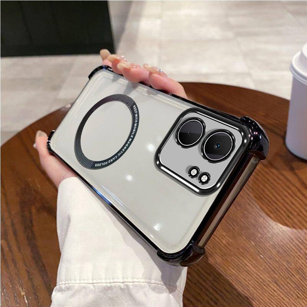 Case for OPPO A5x Clear Magnetic Casing Electroplated Lens Frame Phone Cover OPPO A5x чёрный