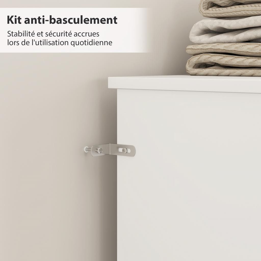 Testiera autoportante con contenitore, Accessorio per letto 4 scomparti a giorno, 140 x 19 x 103,5 cm, Bianco