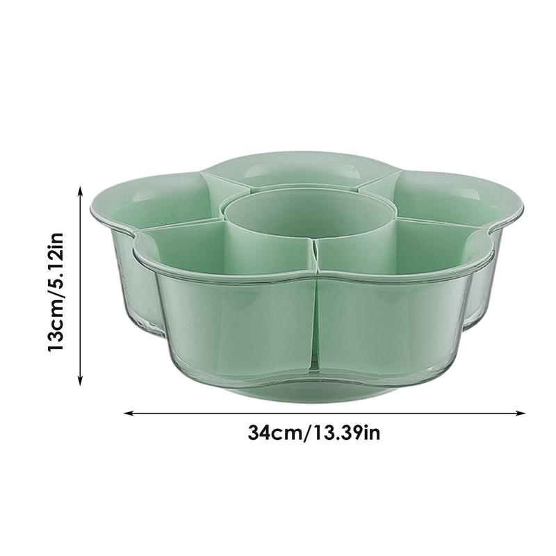 Divided Veggie Tray Rotating Veggie Tray Hot Pot Drain Basket Rotate Fruit Washing Basket For Picnic BBQ Kitchen