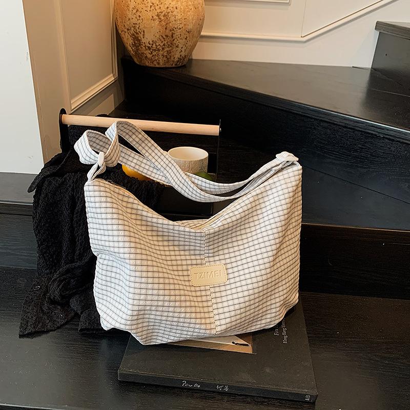 

Повседневная клетчатая сумка для поездок на работу, женская новая летняя сумка-тоут большой вместимости, универсальная сумка через плечо