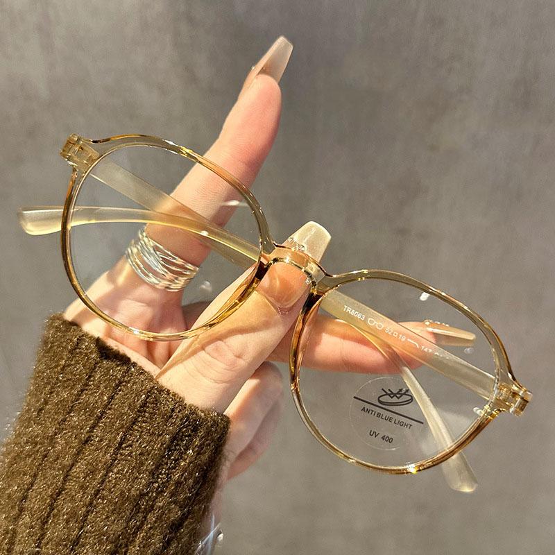 Retro Square And Round Face Without Makeup Round Anti-blue Light Glasses Super Light Tr90 Glasses Frame For Women 9037