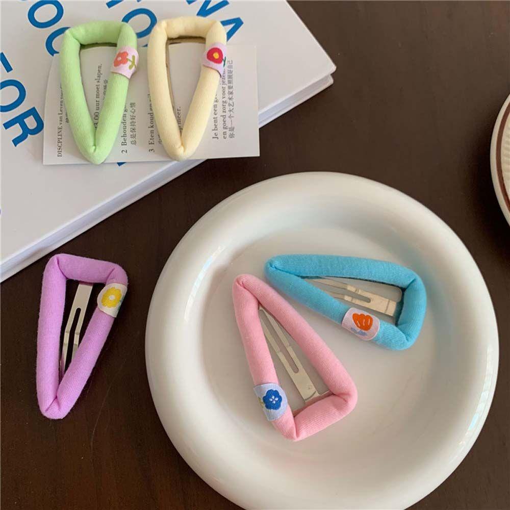 

Label Small Flower Hollow Triangle Korean Style Hairpin BB Clip Sponge Hair Clip Women Barrette