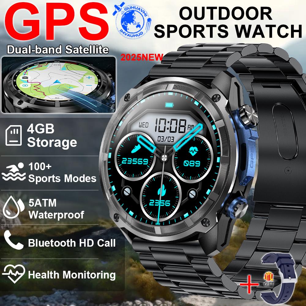 New Tactical Sports Smartwatch Built-in GPS Offline Map 4GB Memory 5ATM Waterproof Swimming Men Militray Smart Bracelets