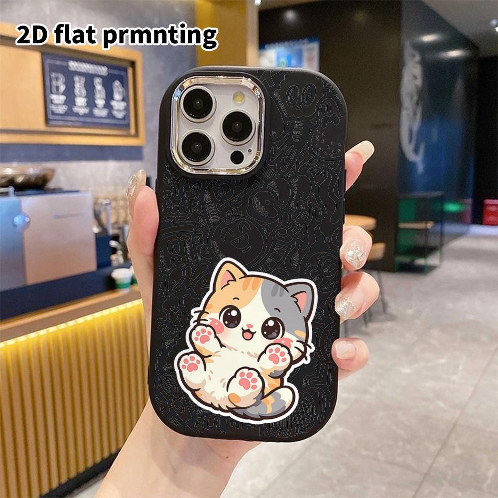 Phone Case: 2D Flat Design Suitable for iPhone 18 17 16 15 14 13 Pro Protective Case, Couple Style, Black Cat, Christmas and Halloween Gift ...