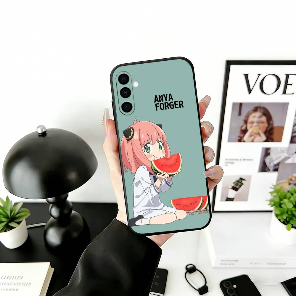 Cute Anya Forger Spy-Family Phone Case For Samsung Galaxy A73,A72,A71,A70,A53,A52,A51,Soft Silicone Black Cover