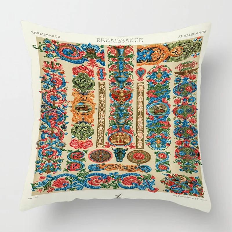 Home Decor Baroque Inspired Vintage Pattern Pillow Covers Pattern Cushion Cover Suitable for Sofa Bedroom Car Pillow Cover