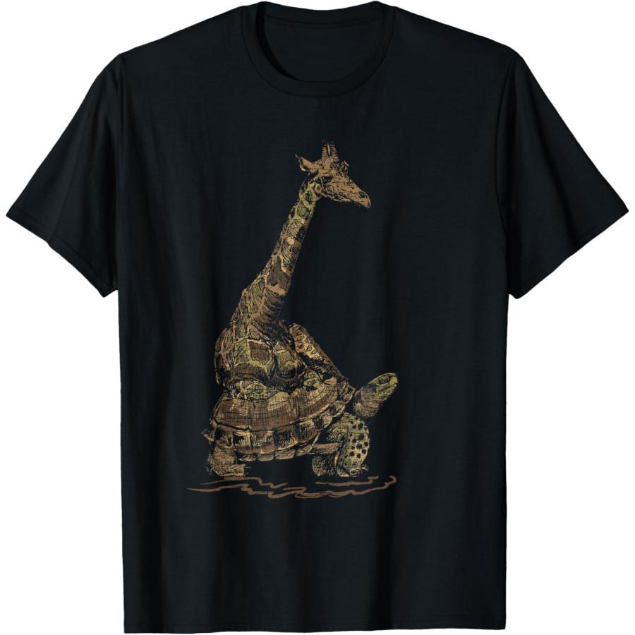 Turtle Riding Tee Zoo Keeper Gift Vintage Giraffe T-Shirt S