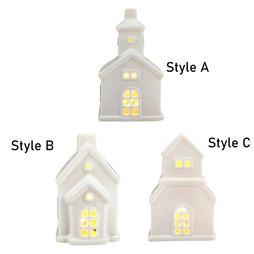 Christmas Miniature House Statue, Tabletop Ornament with Light Gift Christmas