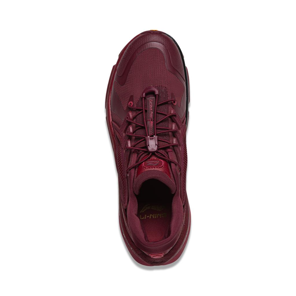 Li Ning Cushioning Slip Resistant Abrasion Resistant Low top Casual Shoes Unisex Dark Burgundy AGLV257-4