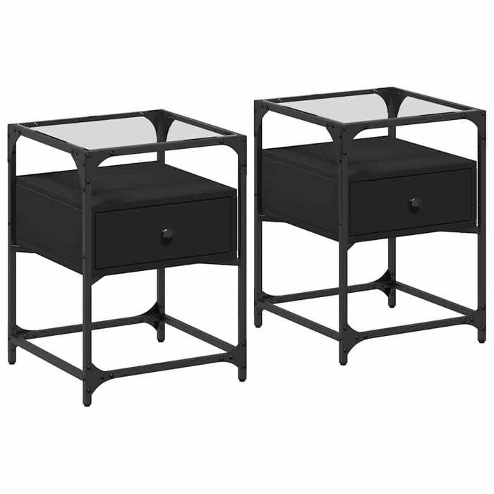 VidaXL Bedside Tables 2 Pcs Black 40x40x55 Cm Engineered Wood, Bedside Furniture, Side Table, Bed Cabinet, Cabinet 846075