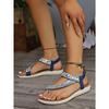 Sandals Women's Fashion Casual Flat Small Wedge Rhinestone Chain Handmade Women's Sandals