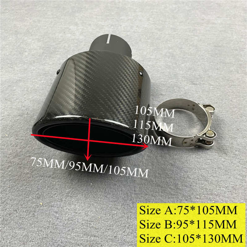 Exhaust Pipe Muffler Tip Out 105*130mm Car Universal Exhaust System Accessories Glossy Black Nozzles Tailpipe IN 48MM OUT SIZE A