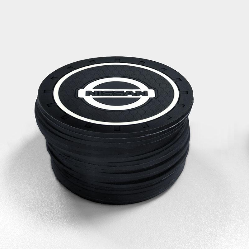 2Pcs Car Anti Slip Coaster Anti-noise Water Cup Pad Cushion Car Styling For Nissan Nismo X-trail Almera Qashqai Tiida Teana