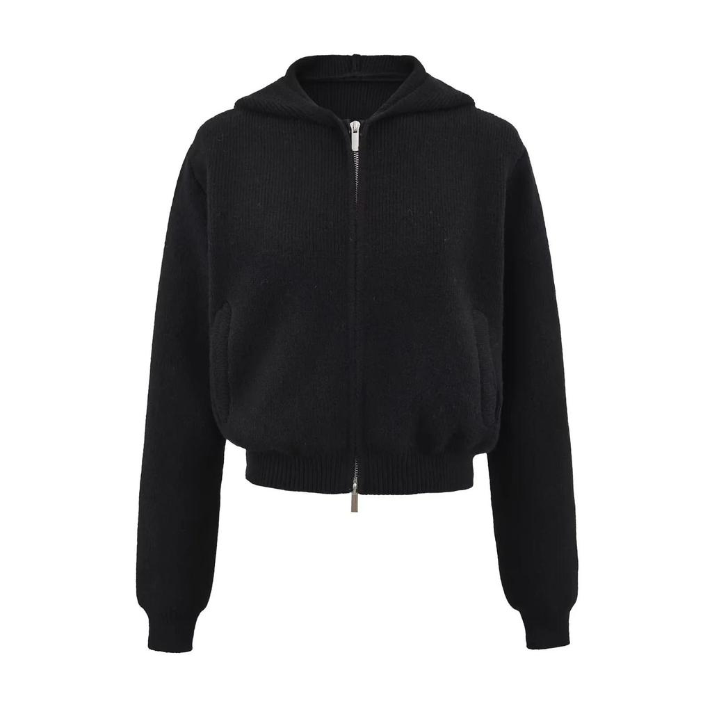 2025 Stilvoller Damen-Strickjacke mit Kapuze und Reißverschluss - Lässig, Lockerer Schnitt, Vielseitiges Design