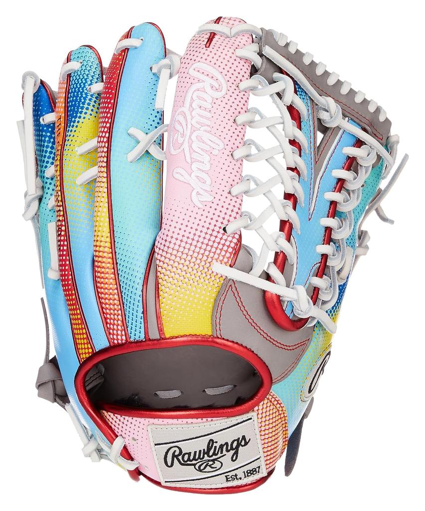 Rawlings Бейсбольная перчатка для взрослых, софтбол HOH Graphic Paradise, размер GR4HGB88, серая, питчерская [для аутфилдеров] 12,5 для левшей