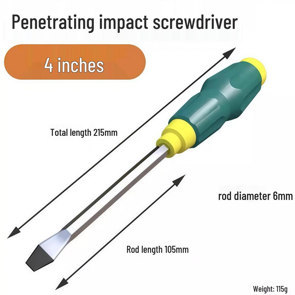 Industrial-Grade Extra Long Magnetic Screwdriver, Super Hard, Hammerable, Phillips & Slotted Bits