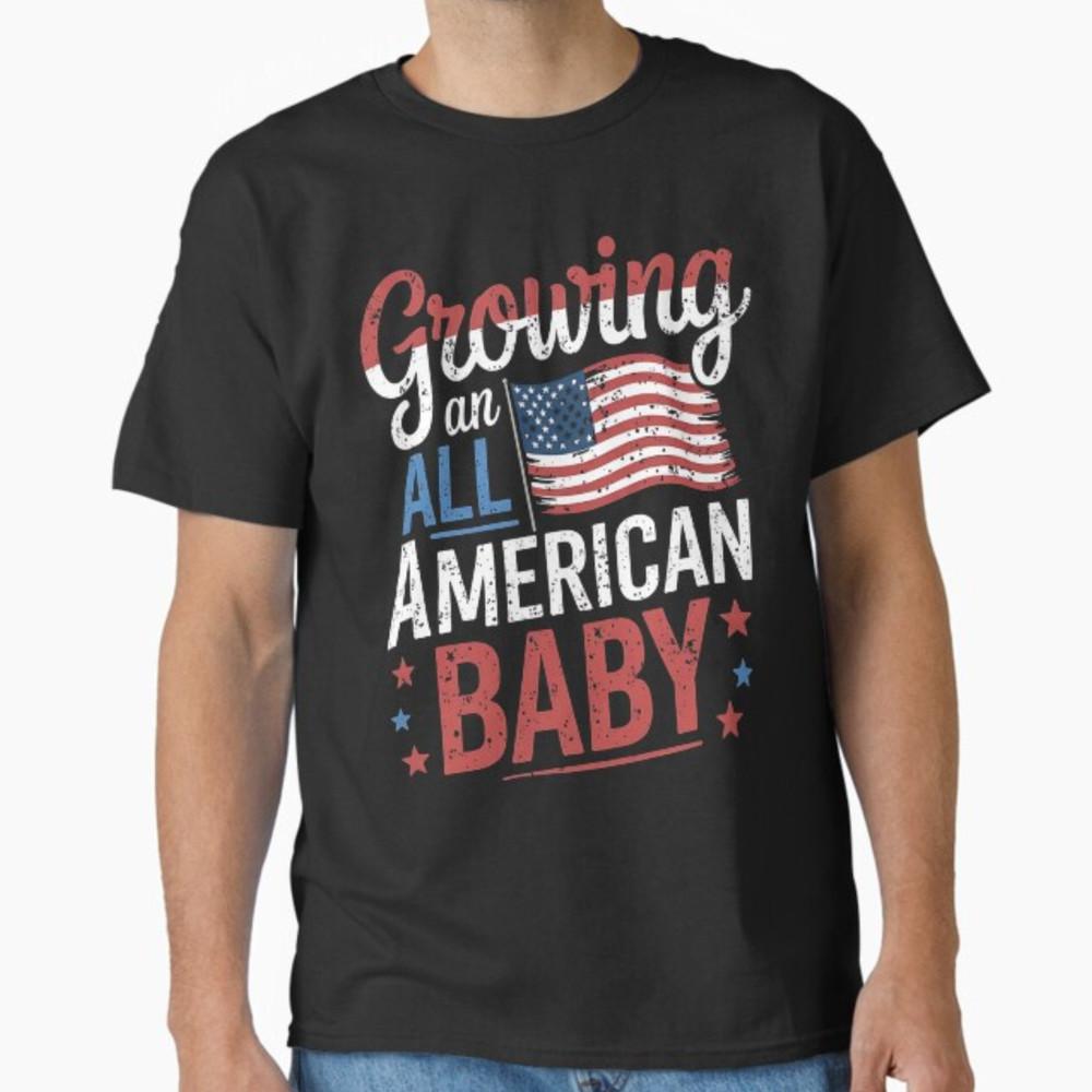 Growing An All American Baby Pregnancy Announcement Tee T-Shirt Unisex T-Shirt S
