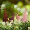 Rust Art Outdoor Christmas Decoration Set With Trees And Deer 4 Pieces