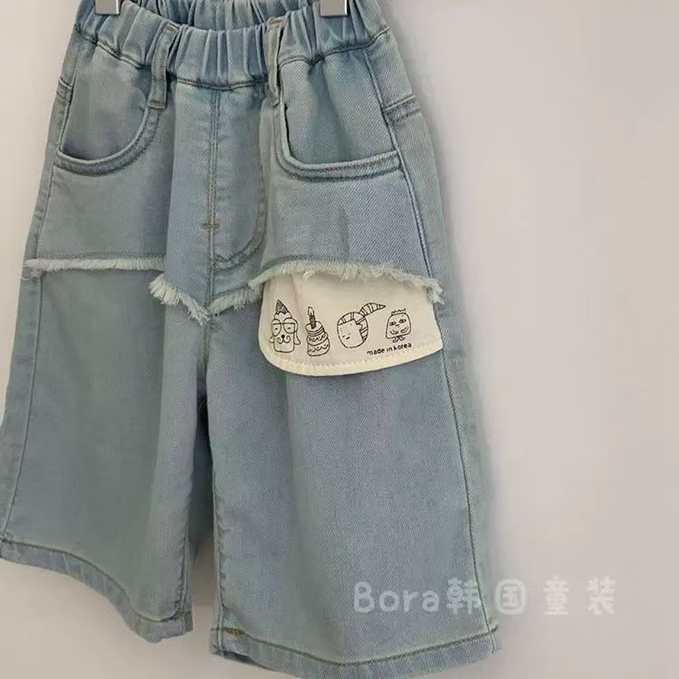 Kids Spring Denim Straight Leg Pants Boys Girls Cool Fashion Baby Jeans