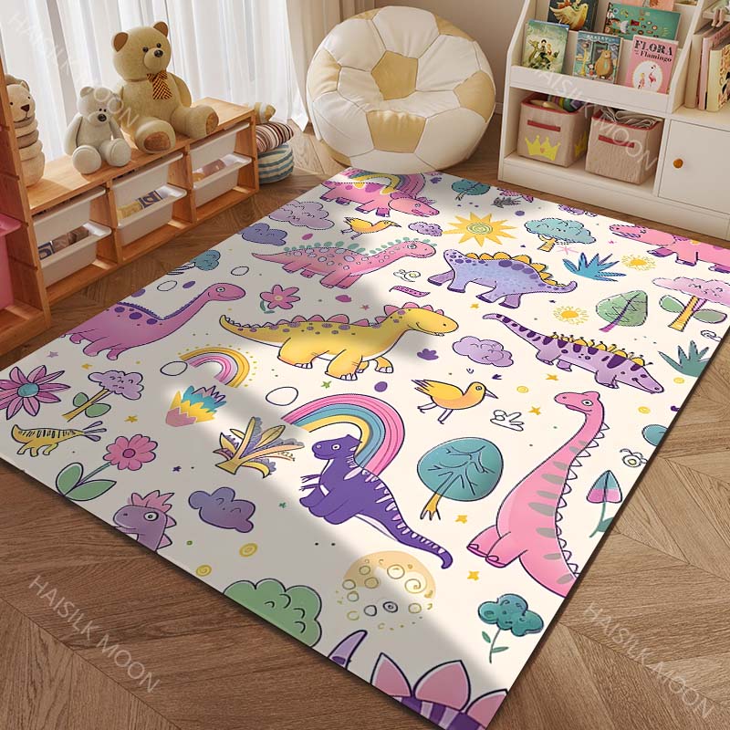 Cute Dinosaur World Cartoon Print Carpet for Living Room Bedroom Sofa Doormat Home Decor Area Rug Non-slip Floor Mat for Gifts
