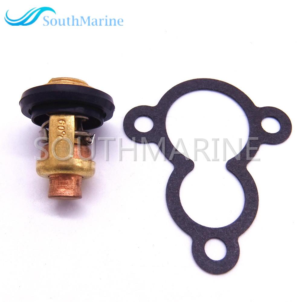 Boat 66M-12411-00 66M-12411-01 Thermostat and 68D-E2414-A0 67D-12414-A0 Gasket for Yamaha F4A F4B F5A F6C 4hp 5hp 6hp 4-Stroke